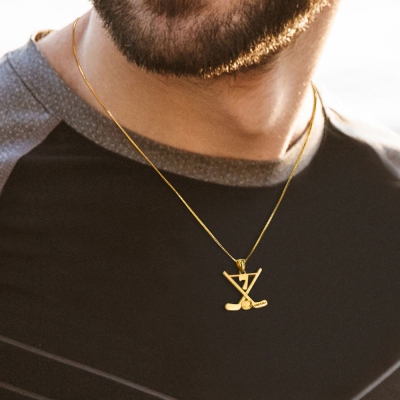 Custom Hockey Necklace Ice Hockey Sticks Jewelry