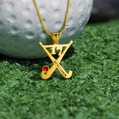 Custom Hockey Necklace Ice Hockey Sticks Name Jewelry
