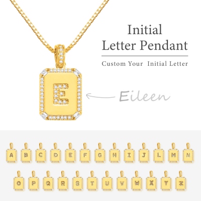 Personalized Golden Octagon Initial Necklace