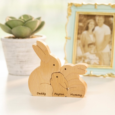 Custom Easter Rabbits Family Wooden Bunny Puzzle
