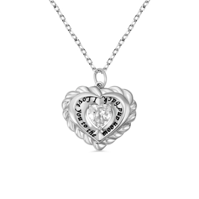 Heart-shaped Birthstone Necklace with Custom Engraving