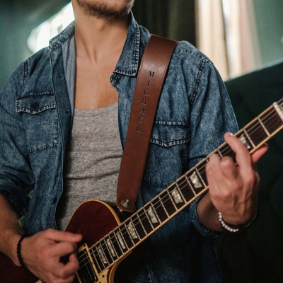 Personalized Leather Guitar Strap Gift for Guitar Players