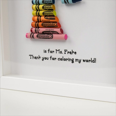 Personalized Rainbow Crayon Letter with Frame Gift For Teachers