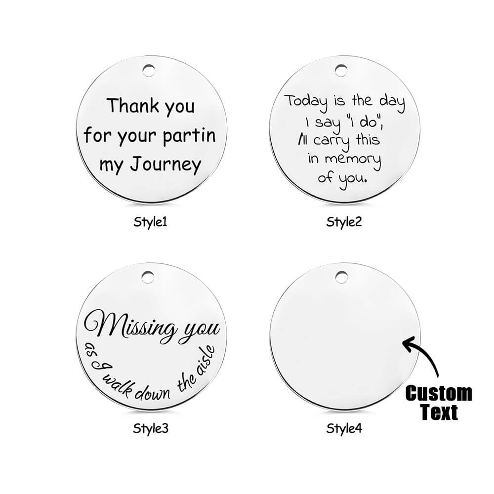 Customized Lace Oval Photo Bouquet Charm for Bridal Memorial Bouquet, With Heart Engraved Pendant, Memorial Wedding Gift for Bride