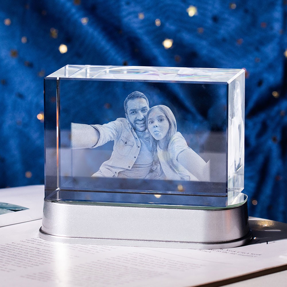 Father's Day 3D Crystal Photo Engraved Gift