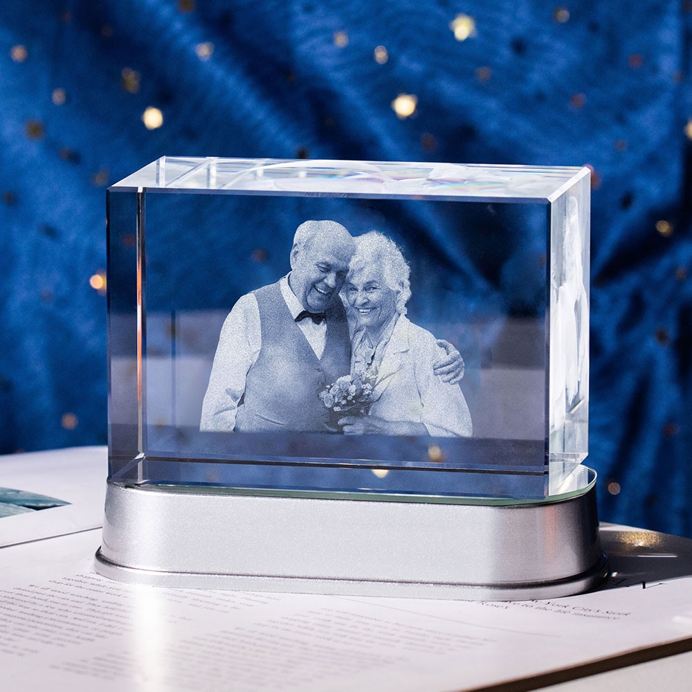 Golden Anniversary 3D Crystal Photo Engraved Gift