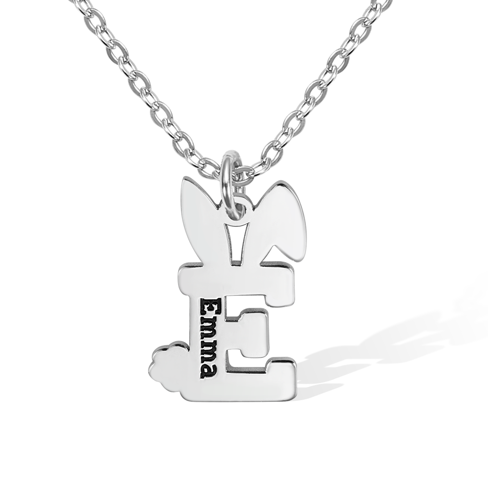 Custom Easter Bunny Letter Necklace with Name