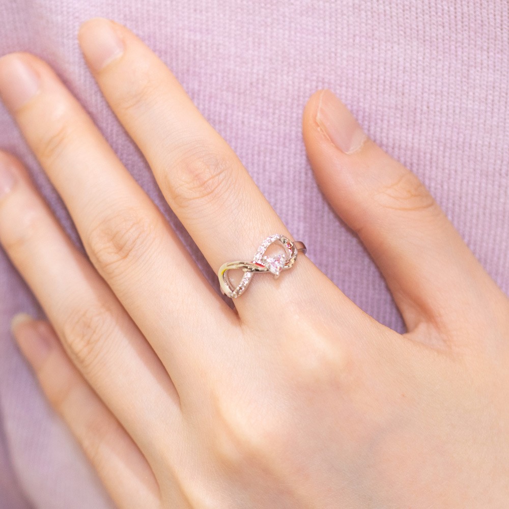Personalized Infinity Ring with Heart Birthstone, 925 Sterling Silver Angel Wings Rings for Engagement/Wedding/Promise