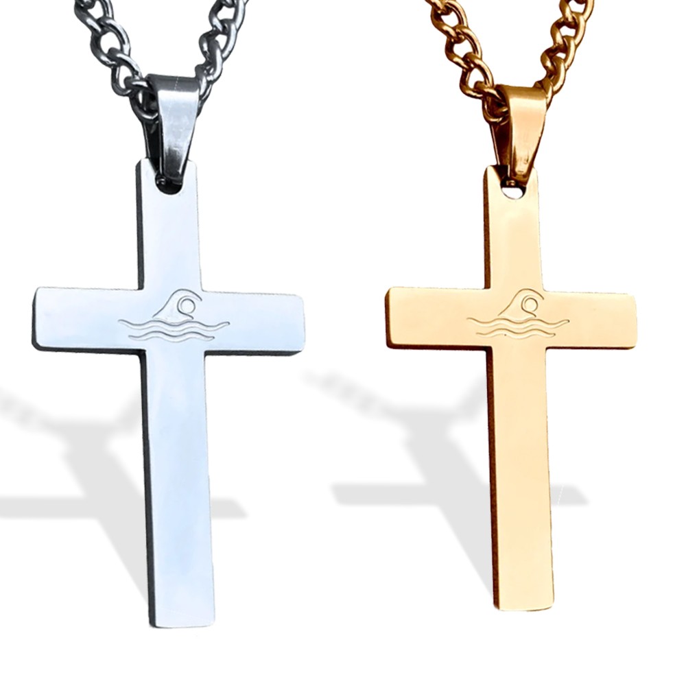 Collier de croix de sport avec collier de pendentifs de football de volley-ball de baseball gravé, cadeau de bijoux pour les athlètes / entraîneur / coéquipier