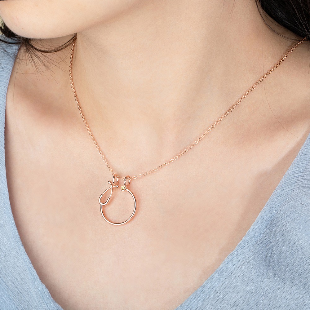Nurse Ring Holder Necklace with Birthstone, Customized Ring Holder Necklace, Stethoscope Ring Holder Necklace, Doctor/Nurse/Graduation Gift
