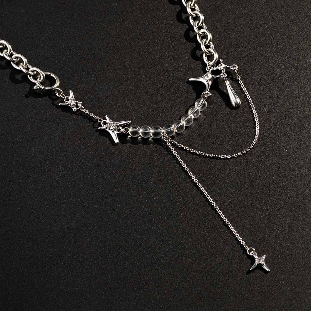 Gothic Style Choker, Multi-layer Streetwear Punk Necklace, Dark Style Lollita Choker, Silver Crystal Punk Jewelry for Women Teen Girls
