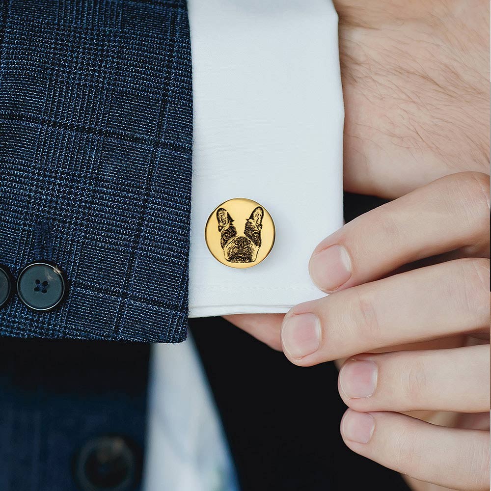 Custom Pet Portrait Cufflinks, Memorial Cufflinks, Stainless Steel/Sterling Silver 925 Cufflinks, Father's Day Gift for Groom/Men/Father