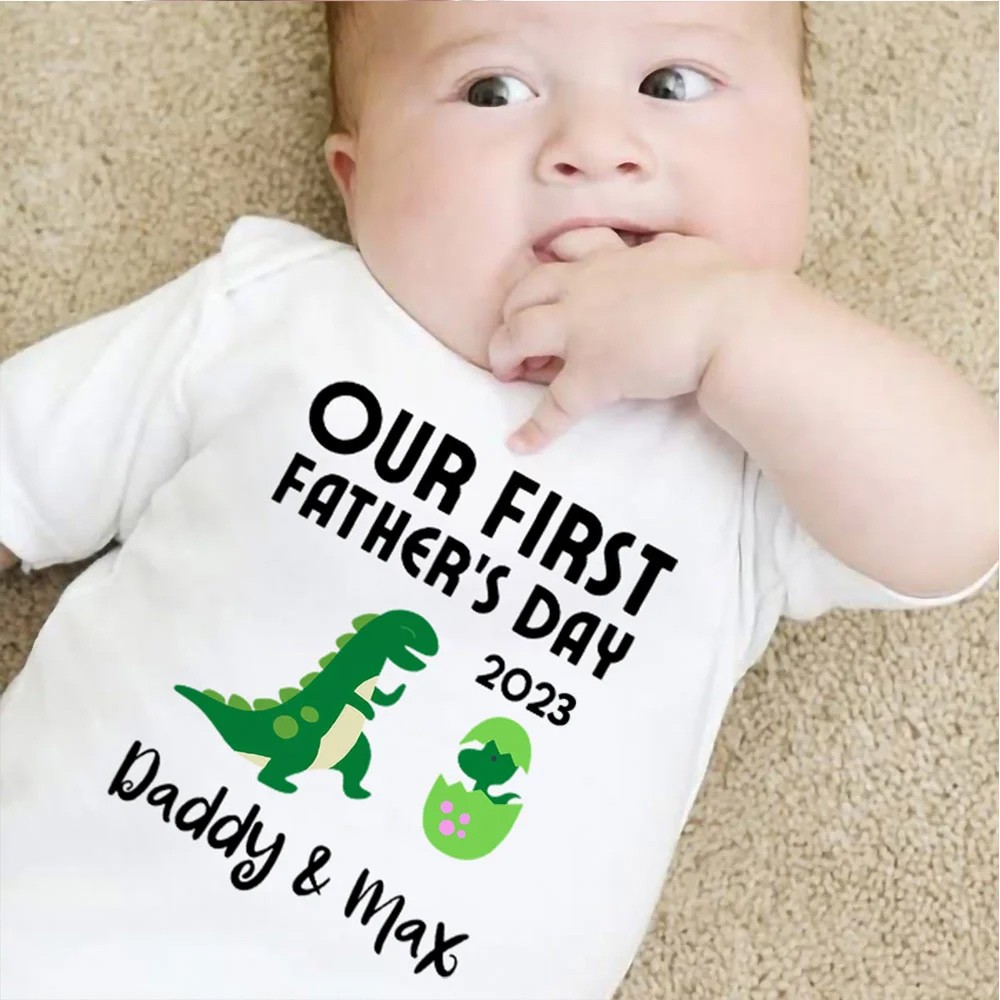 Nom personnalisé chemise parent-enfant, notre première chemise fête des pères ensemble 2022, chemise en coton, cadeau d'anniversaire/père pour papa/grand-père