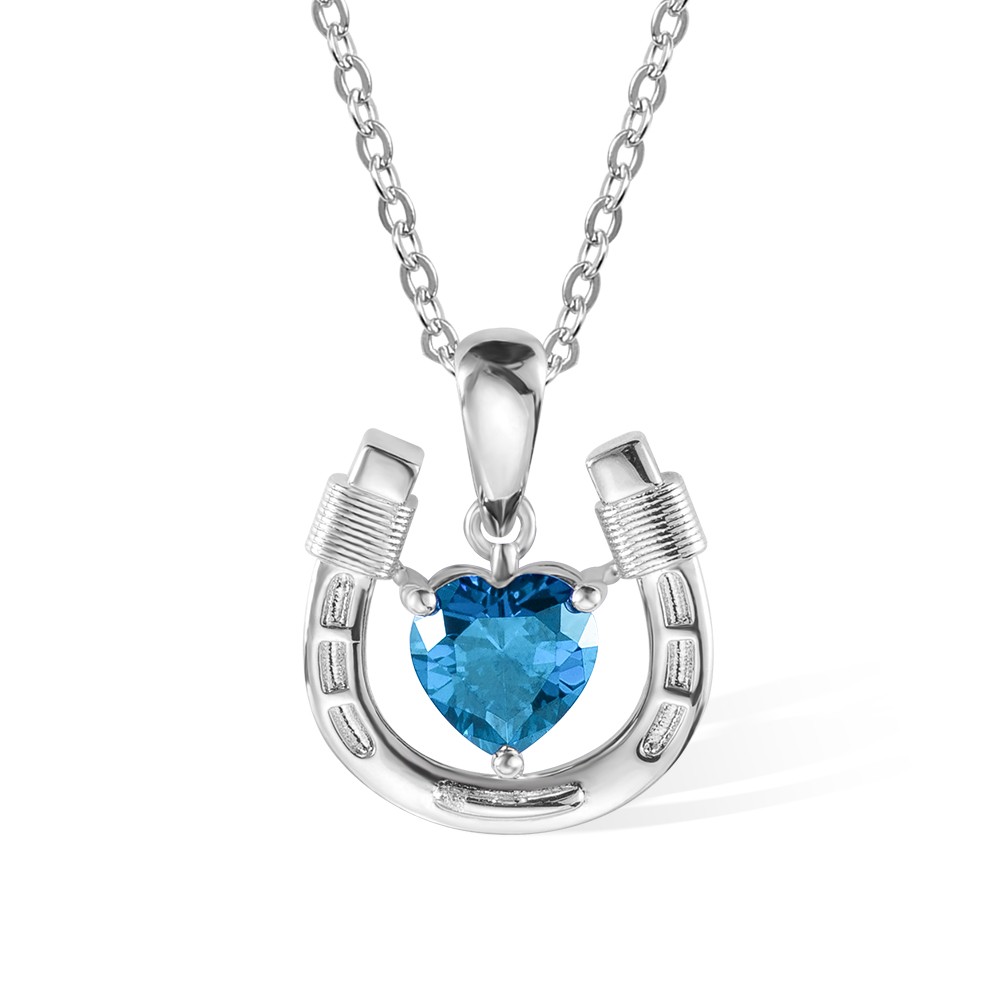 Personalized Birthstone Horseshoe Necklace, Love & Lucky Necklace, Heart Birthstone Jewelry, Birthday/Wedding Gift for Daughter/Horse Lover/Bridesmaid