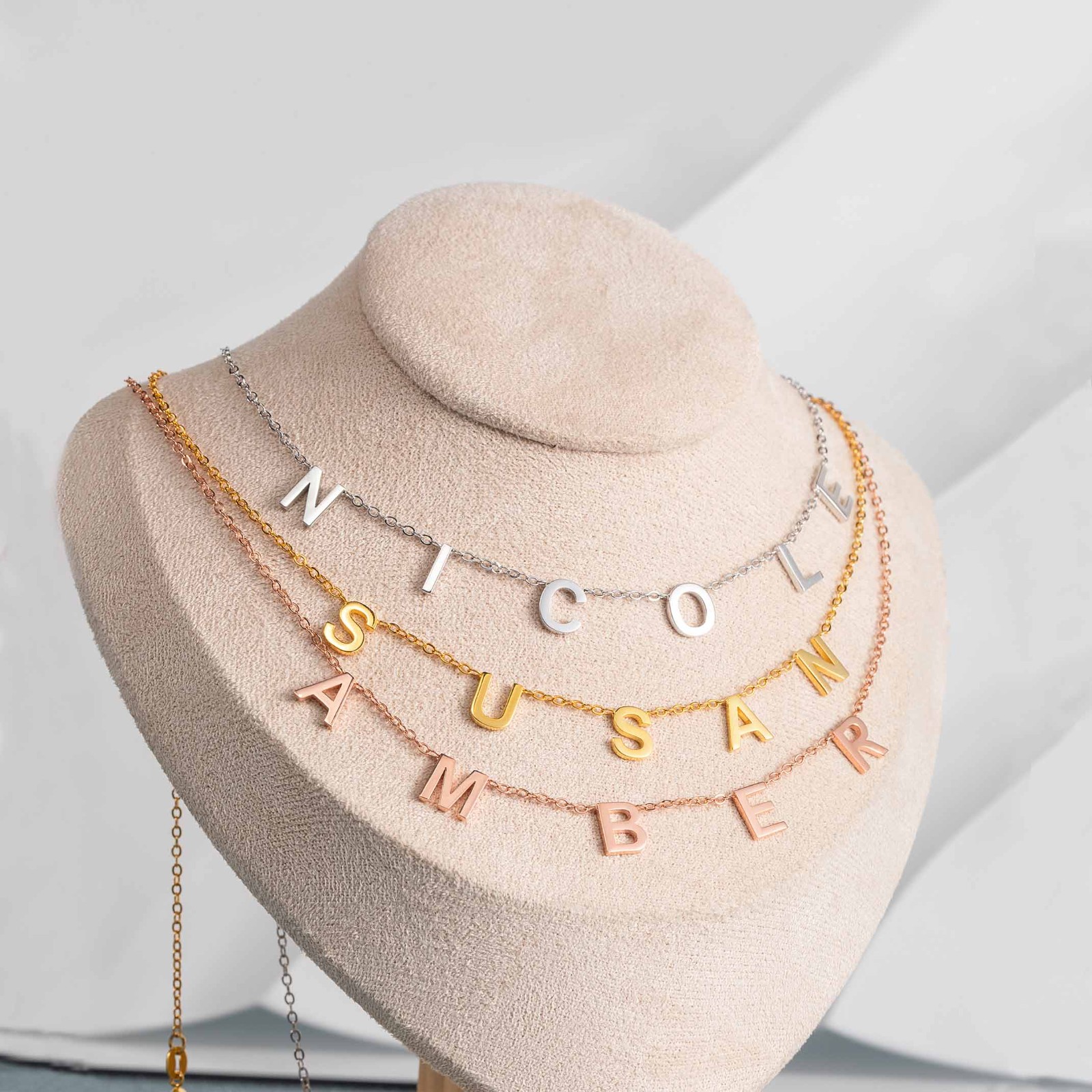 Personalized 1-8 Initial Name Necklace, Sterling Silver 925 Letter Necklace for Woman, Minimalist Letter Jewelry, Birthday/Christmas Gift for Women/Girls