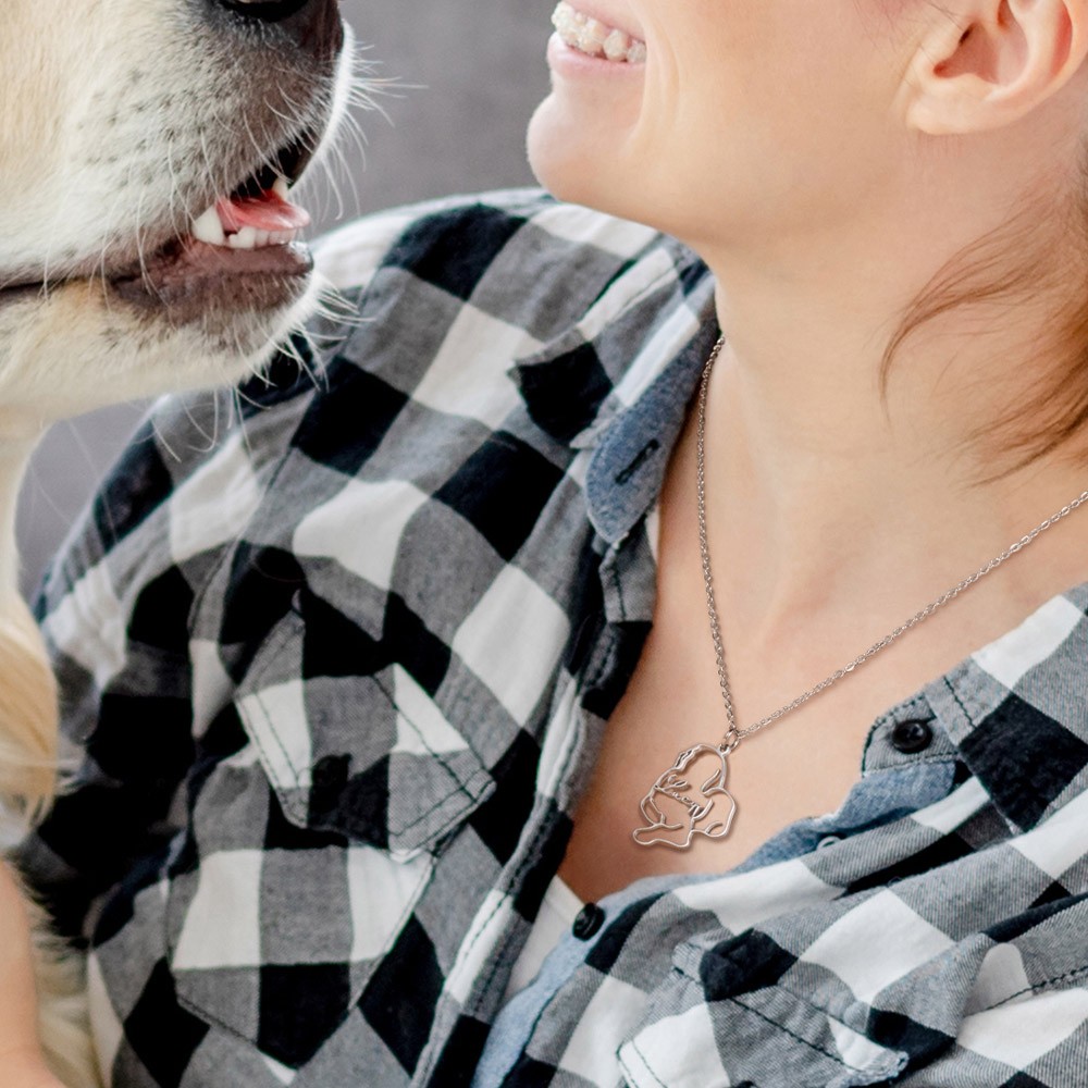 Aangepaste hondenras silhouet overzicht foto ketting met naam, hond huisdier foto ketting, huisdier Memorial sieraden, cadeau voor vrouwen/meisjes/familie/huisdierenliefhebber