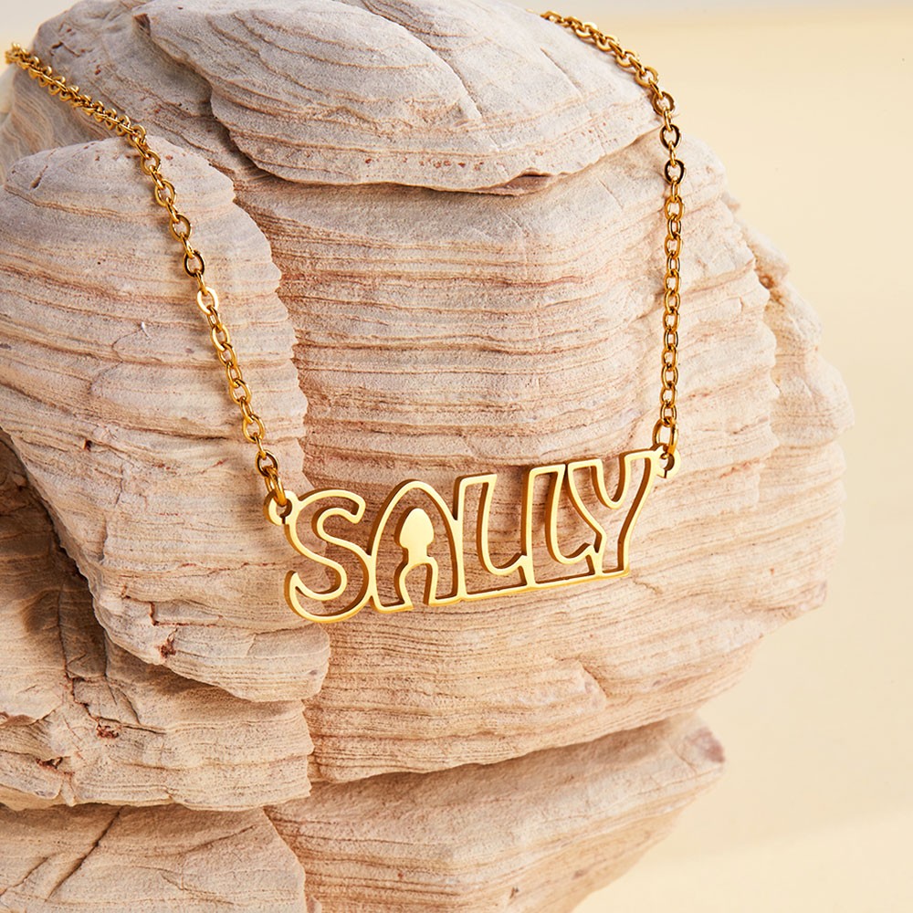 Personalized Name Hollow Font Necklace, Custom Name Letter Necklace, Dainty Silver Necklace, Name Jewelry, Valentine's Day/Birthday Gifts Gift for Her