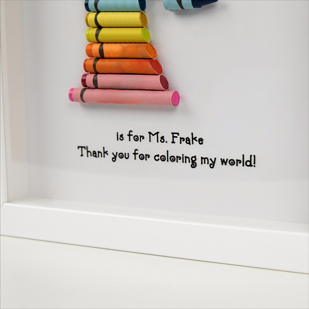 Personalized Rainbow Crayon Letter with Frame Gift For Teachers