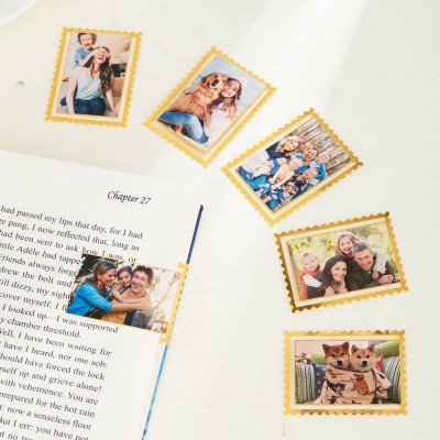 Personalized Photo Stamp-Inspired Bookmark, Custom Picture Brass Page Marker, Book Accessory, Gift for Book Lovers/Readers/Librarians/Bookworms