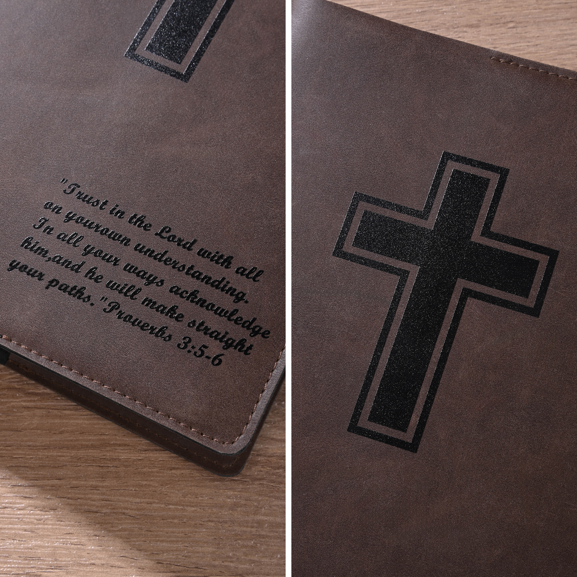 Personalized Leather Bible Cover with Cross, Custom Study Bible