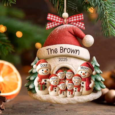 Custom 1-6 Names Snowman Family Christmas Ornament, Acrylic Christmas Tree Hanging Ornament, Holiday Keepsake, Christmas Gift For Family/Mom/Grandma