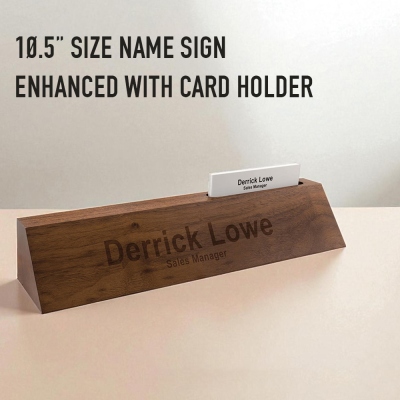 Targhetta da scrivania personalizzata con nome inciso, cuneo in legno per nome da scrivania, targhetta decorativa da scrivania, regalo di laurea/aziendale/ufficio per colleghi/amici