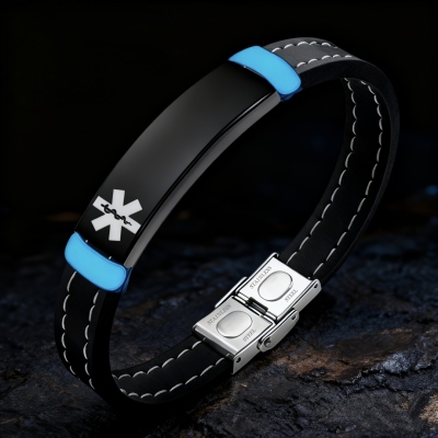 Personalized Luminous Medical Alert ID Bracelet with Text, Emergency Contact Wristband, Unisex Daily Jewelry, Birthday Gift for Men/Women/Family