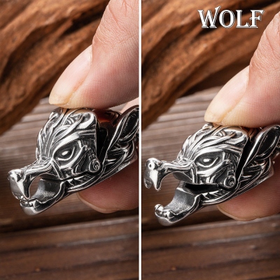 Gioielli norvegesi vichinghi personalizzati, bracciale testa di drago aquila lupo in acciaio inossidabile, gioielli moto bracciale punk, regalo per uomo/padre
