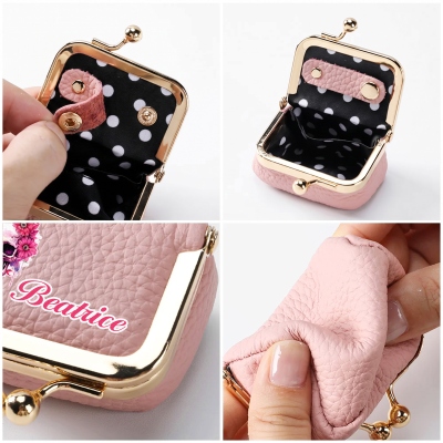 Personalized Name Birth Flower Skull Kiss Lock Leather Mini Jewelry Box, Vintage-inspired Travel Coin Purse, Birthday/Halloween Gift for Women