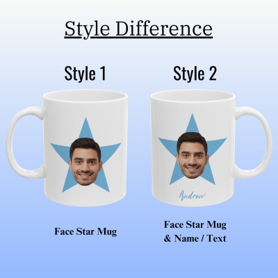 Gepersonaliseerde grappige mok met sterrengezicht en naam, 325 ml/445 ml tweekleurige keramische koffie- en theekop, voor dagelijks gebruik, verjaardagscadeau/grappig cadeau voor vriend/familie/collega