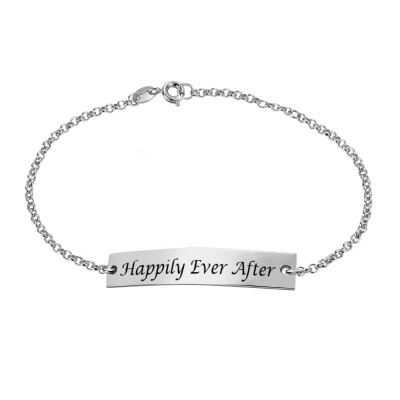 Engraved Name Bar Bracelet For Her Sterling Silver