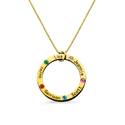 Family Circle Names Necklace For Mother In Gold