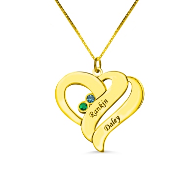Two Hearts Forever One Love Necklace 18k Gold Plated