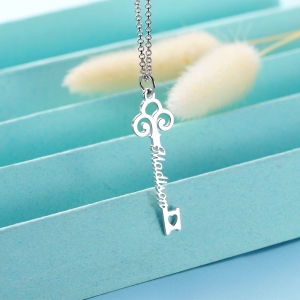 Personalized Key to True Love Birthstone Name Necklace
