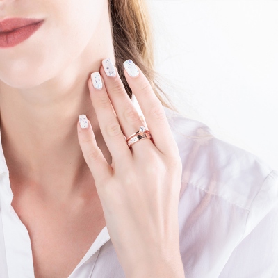 Personalized Double Layer Birthstone Ring