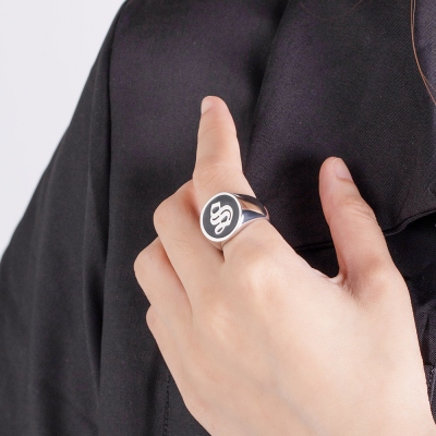 Personalisierter anfänglicher Siegelring Unisex