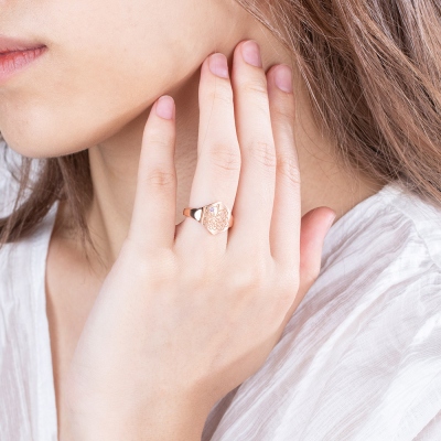 Personalized Birth Flower Signet Ring