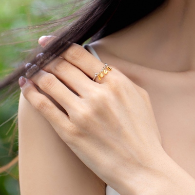 Personalized LOVE Ring with Birthstone for Her