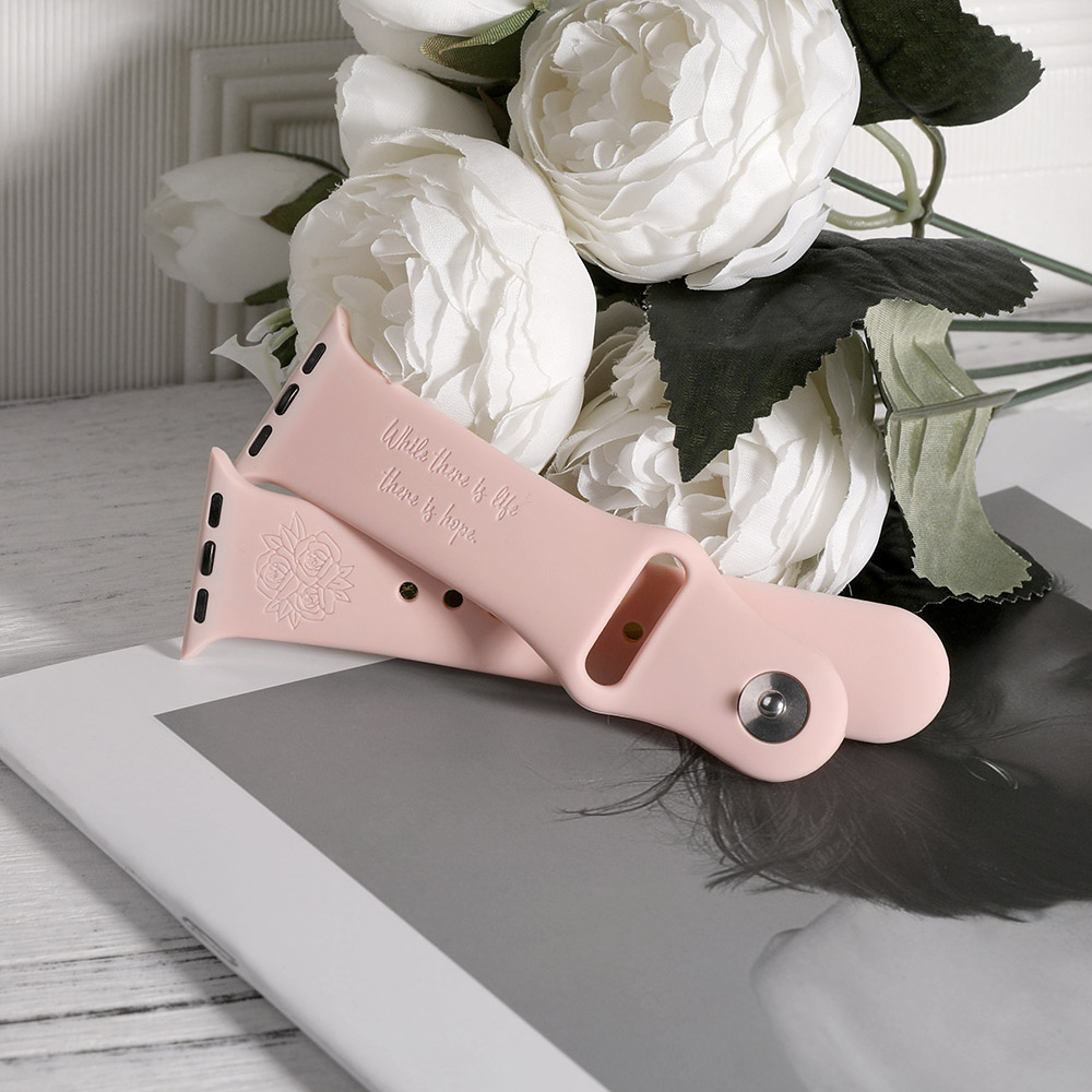 Pulseira de relógio de maçã personalizada com flores
