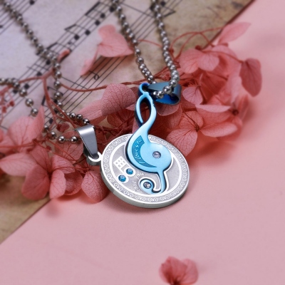Musical Note Titanium Steel Couple's Necklaces