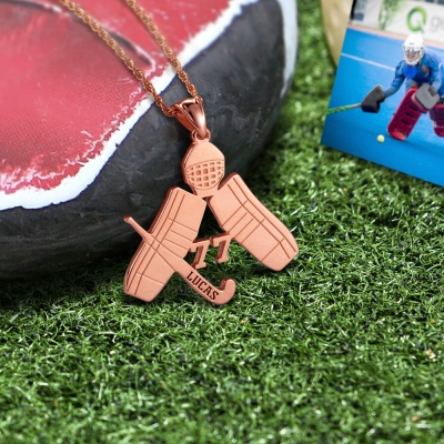 Custom Hockey Necklace Ice Hockey Sticks Name Jewelry