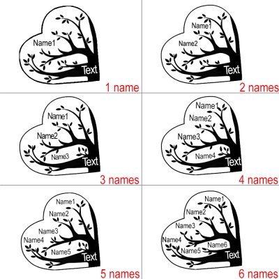 Collier arbre généalogique personnalisé 1-12 noms coeur