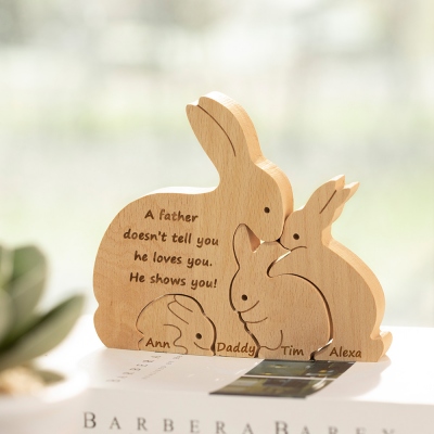 Custom Easter Rabbits Family Wooden Bunny Puzzle