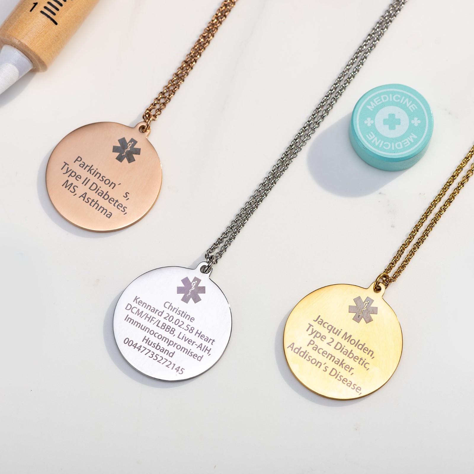 Custom Medical Alert Necklace Stainless Steel Engraved Medical Jewelry, ID Tag for Men/Women