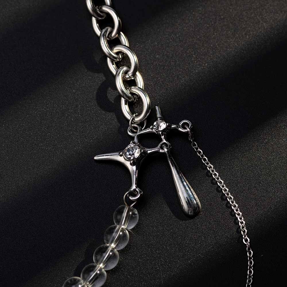 Gothic Style Choker, Multi-layer Streetwear Punk Necklace, Dark Style Lollita Choker, Silver Crystal Punk Jewelry for Women Teen Girls