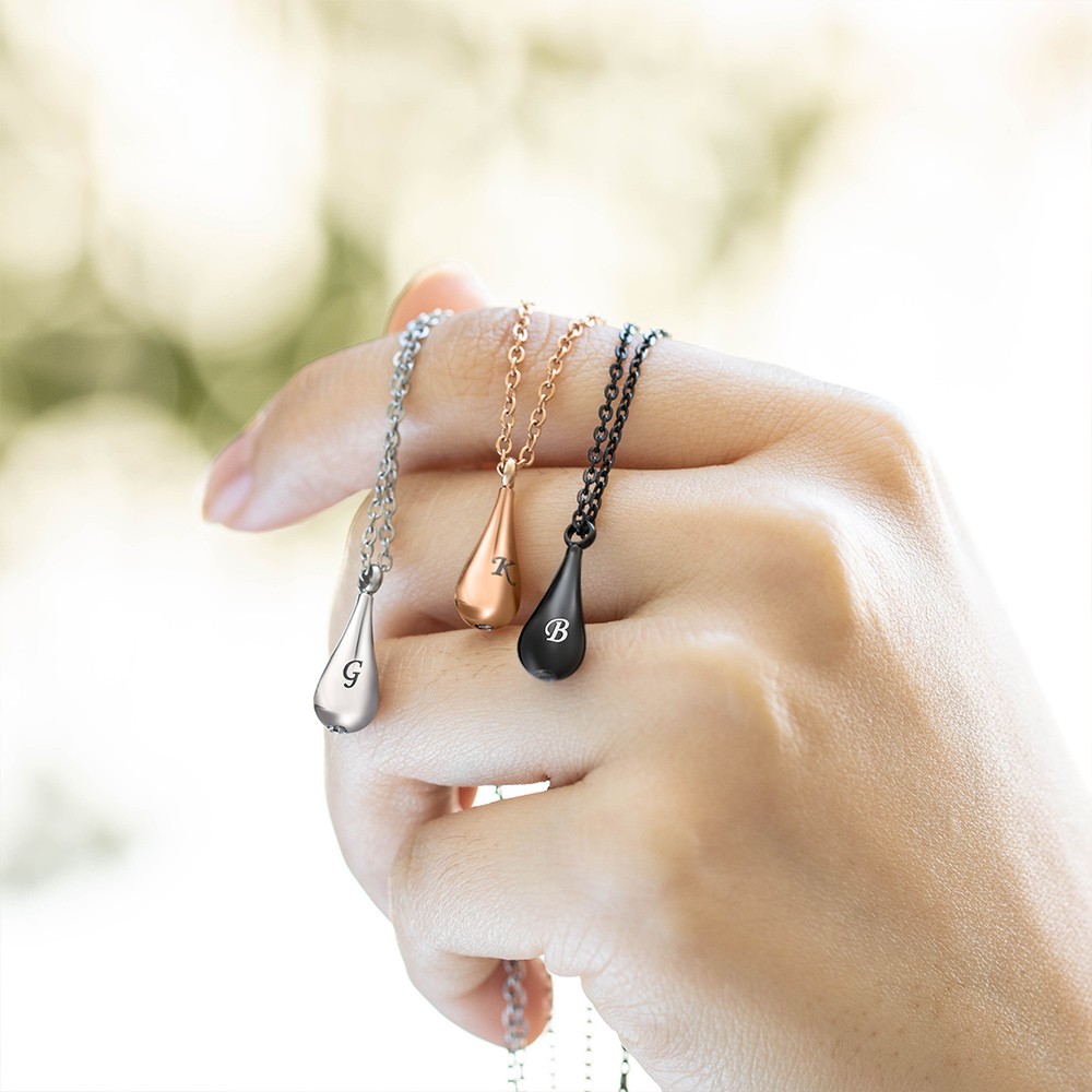Aangepaste gouden traan crematie urn ketting, kleine traan urn ketting met naam voor as van vrouwen/huisdier verlies/baby, crematie sieraden geheugen cadeau