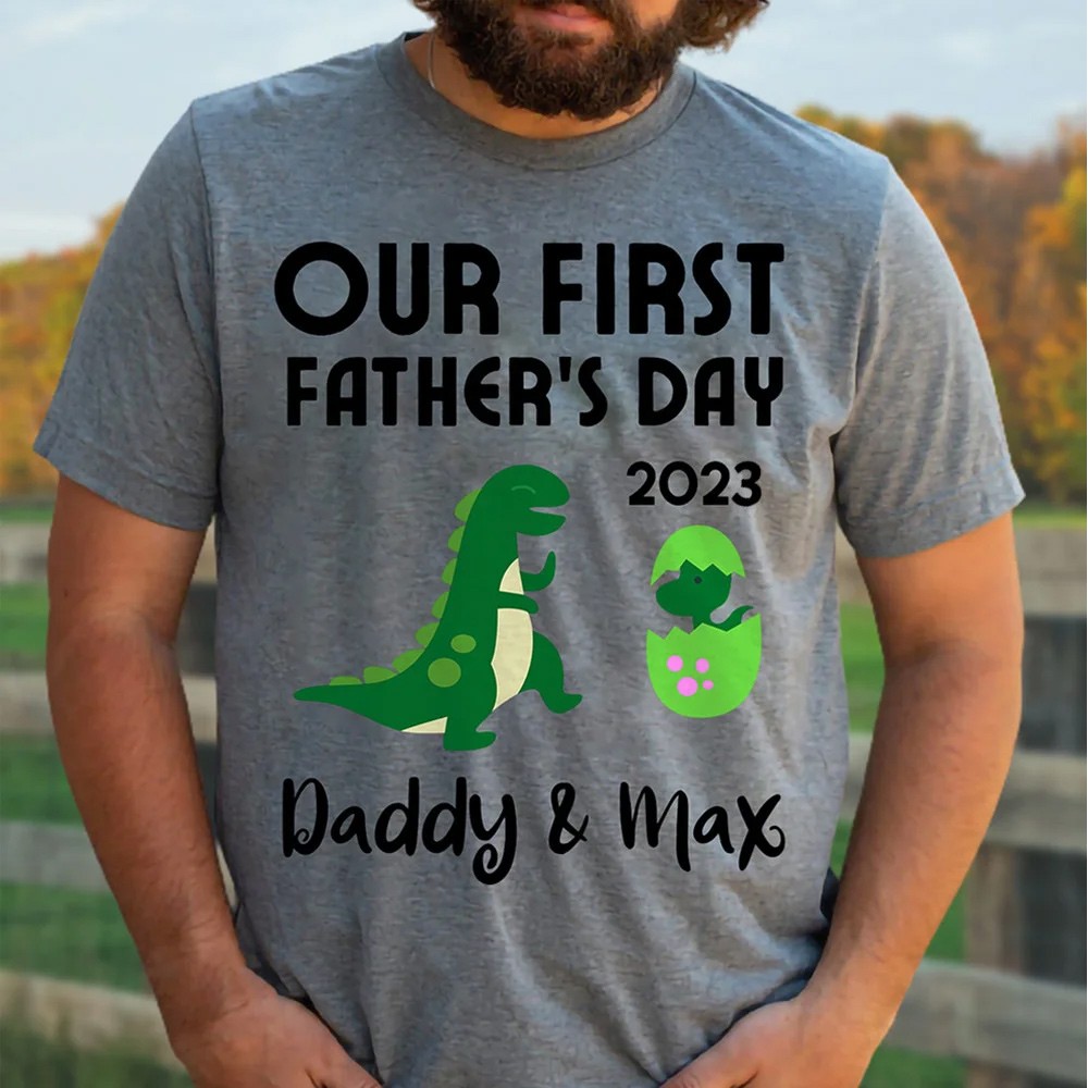 Nom personnalisé chemise parent-enfant, notre première chemise fête des pères ensemble 2022, chemise en coton, cadeau d'anniversaire/père pour papa/grand-père