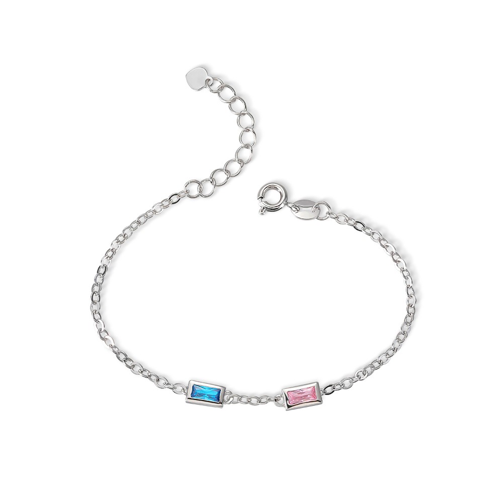Personalized Rectangular Birthstone Bracelet, Dainty Birthstone Bracelet, Family Birthstone Bracelet, Mother's Day/Anniversary Gift for Mom/Wife