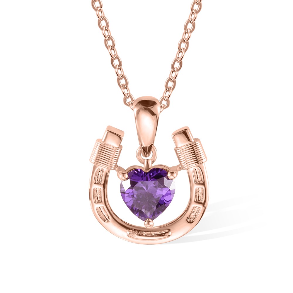 Personalized Birthstone Horseshoe Necklace, Love & Lucky Necklace, Heart Birthstone Jewelry, Birthday/Wedding Gift for Daughter/Horse Lover/Bridesmaid