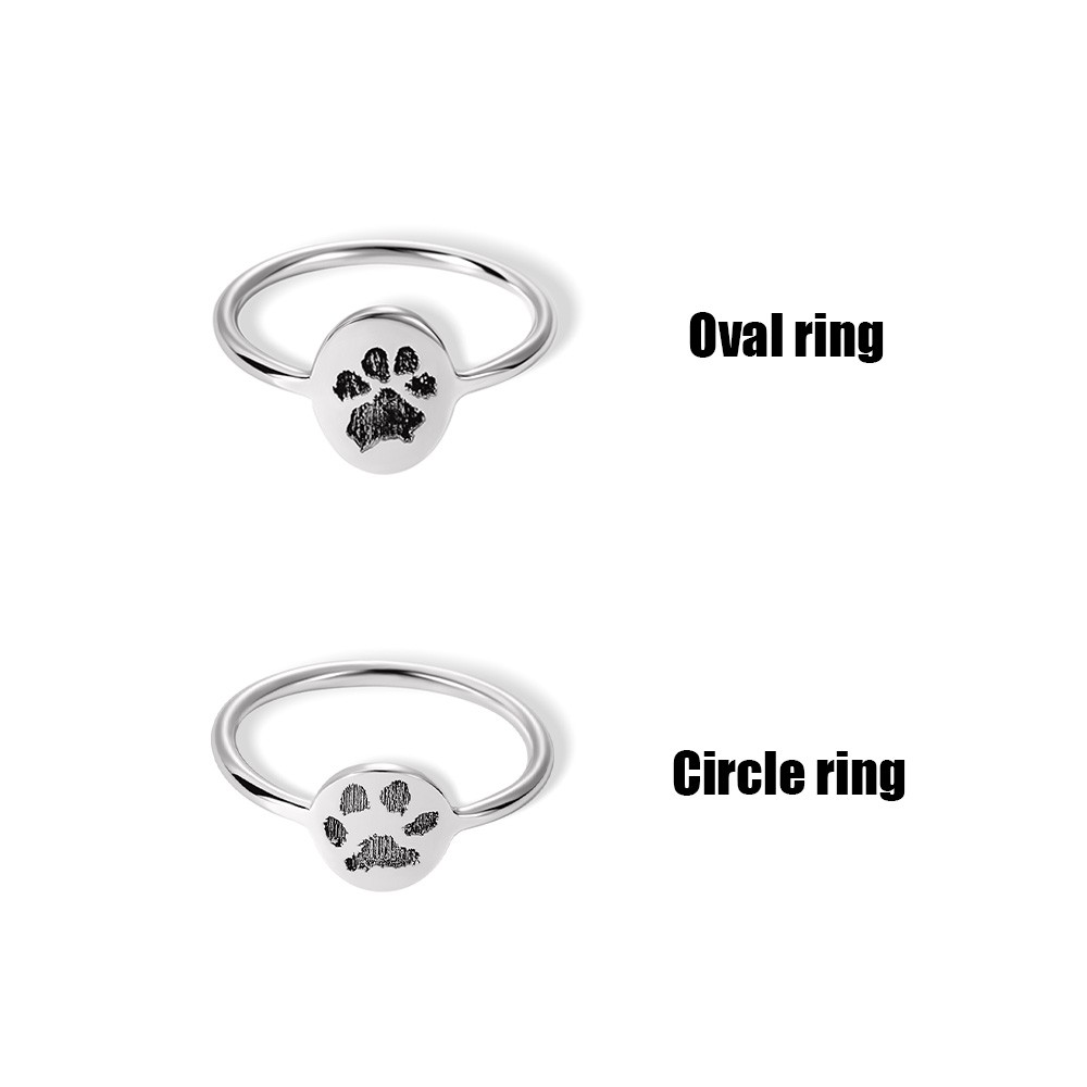 Bague d’impression de patte gravée personnalisée, bijoux pour animaux de compagnie en argent sterling 925, mémorial personnalisé pour animal de compagnie de chien de chat/cadeau de perte d’animal de compagnie pour l’amoureux des animaux de compagnie/famil